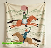 Hermes Whimsical Rider Flannel Throw Blanket for Wall Decor & Couch IMG_5437